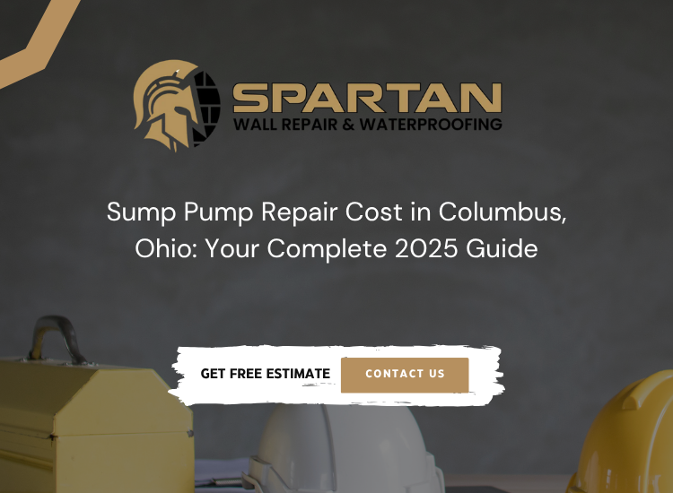 Professional technician repairing submersible sump pump in Columbus Ohio basement, showing typical repair setup with tools and equipment